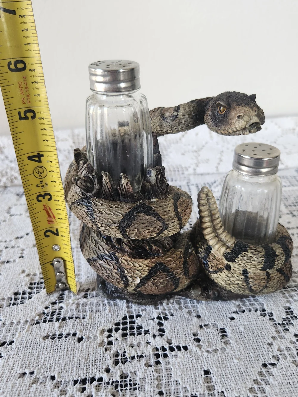 Tan and Black Snake Salt & Pepper Shaker Set - Reptile Decor